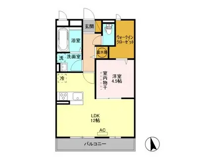 エミネンスB棟(1LDK/2階)の間取り写真