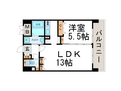 グリーンテラス尼崎(1LDK/9階)の間取り写真