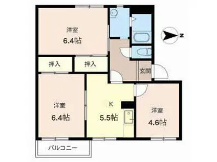 ルミエール四条(3K/2階)の間取り写真