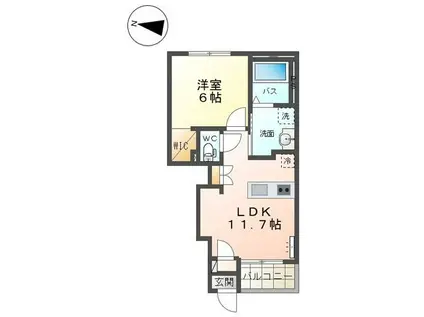 D・C スクエアII(1LDK/1階)の間取り写真