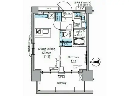 パークアクシス木場(1LDK/8階)の間取り写真