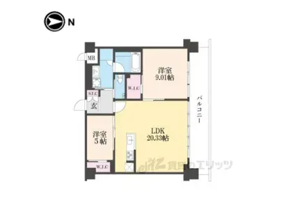 プレジオ宝塚ASIAN(2LDK/2階)の間取り写真