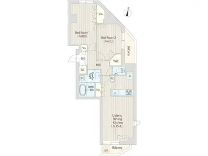 ファレール笹塚II(2LDK/3階)の間取り写真