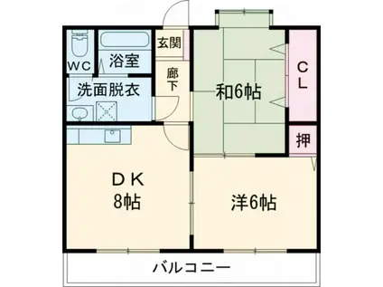 グリーンヒル花高(2DK/3階)の間取り写真