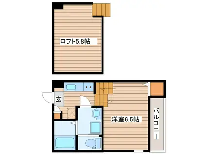 プランドール宮城野原(1K/2階)の間取り写真