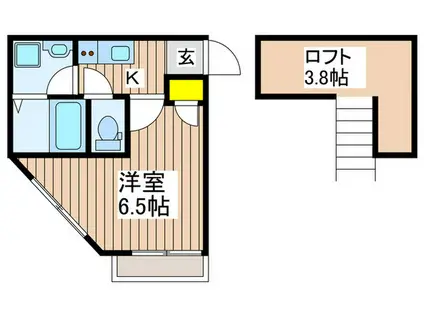 ベイルーム弘明寺I(1K/2階)の間取り写真