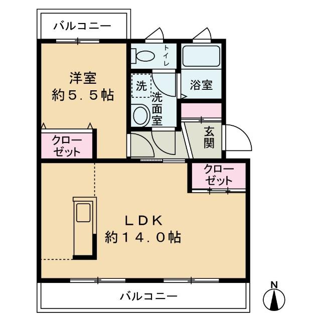 メルベーユ(1LDK/2階)の間取り写真