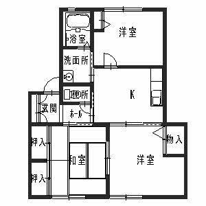 サンハイツ網干(3DK/1階)の間取り写真