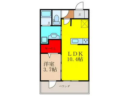ベルメゾン池田(1LDK/2階)の間取り写真