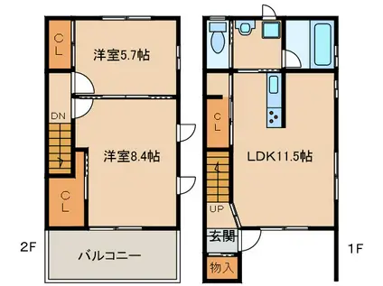 イヴェール(2LDK/1階)の間取り写真