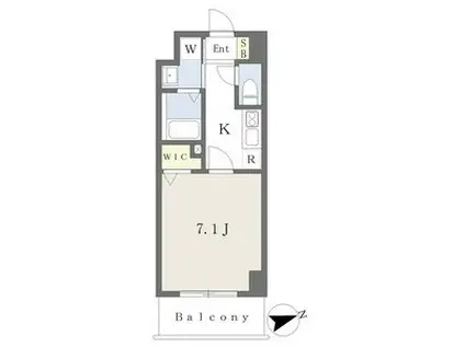 プレイズシード車道アベニュー(1K/6階)の間取り写真