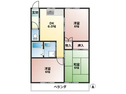 ホワイトパレス(3DK/2階)の間取り写真