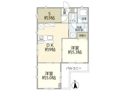 トップヒルズII(2SDK/3階)の間取り写真