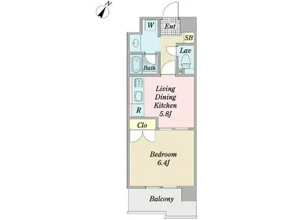 トリム下北(1DK/4階)の間取り写真