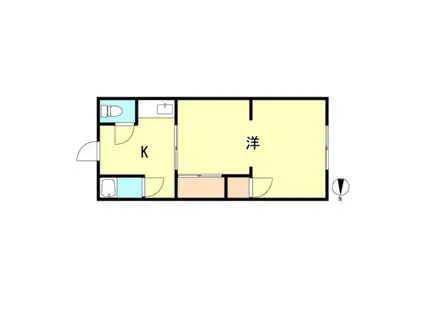 レーベン萩乃(1K/2階)の間取り写真
