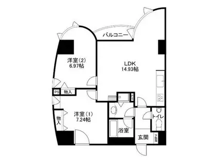 21コートマルナカ(2LDK/8階)の間取り写真