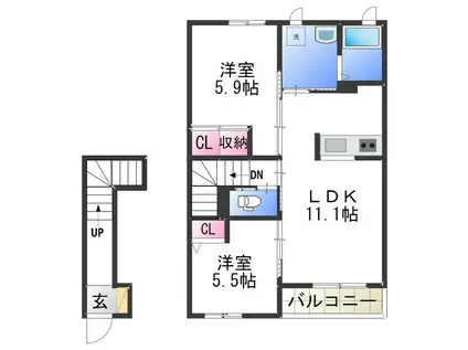 シャーメゾン狐島(2LDK/2階)の間取り写真