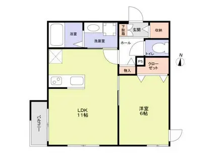 世田谷区松原2丁目計画 北棟(1LDK/1階)の間取り写真