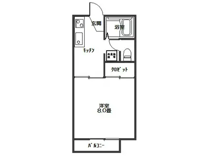 竹原ハイツ(1DK/1階)の間取り写真