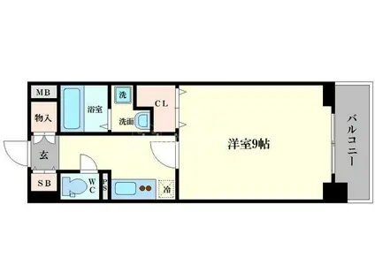 ココロウエスト(1K/6階)の間取り写真