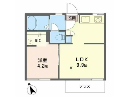 アネックス東(1LDK/1階)の間取り写真