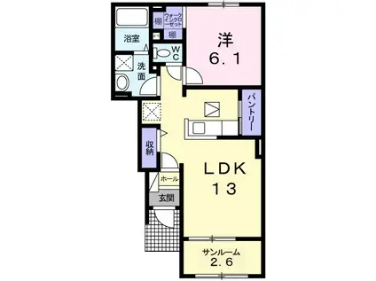 サニー青山(1LDK/1階)の間取り写真