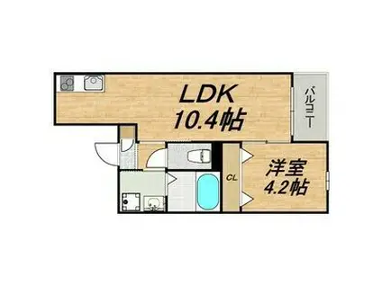 LECOCON中川(1LDK/1階)の間取り写真