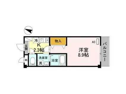 ジュネスプランドール(1K/1階)の間取り写真