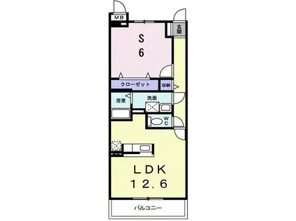 メゾンドリーノ(ワンルーム/3階)の間取り写真