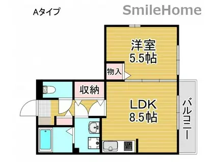 サンライズ岸里(1LDK/1階)の間取り写真