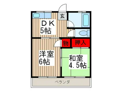 コーポ八木崎(2DK/2階)の間取り写真