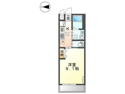 ＪＲ山陽本線 東福山駅 徒歩9分 2階建 築8年(1K/1階)の間取り写真