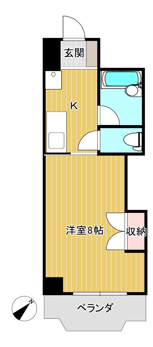 クレール小林(1K/5階)の間取り写真