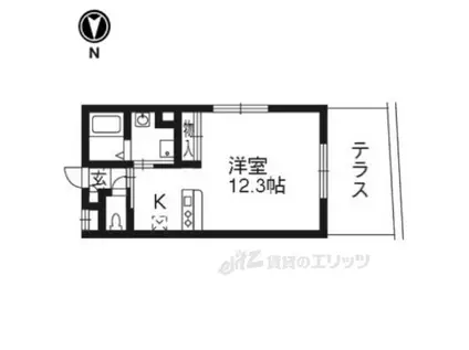 ガーデンコート洛西(1K/1階)の間取り写真