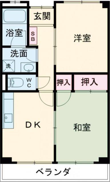リンピアベルテ(2DK/2階)の間取り写真