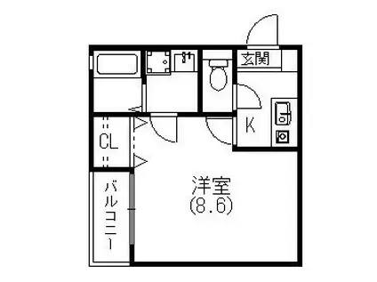 クレフラスト市野(1K/2階)の間取り写真
