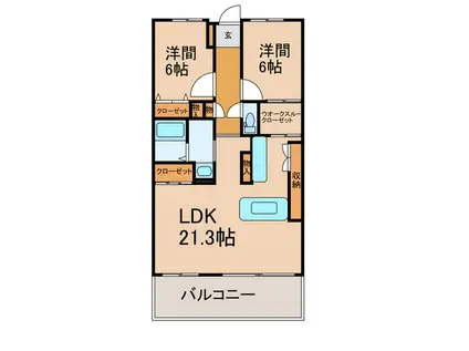 アルファステイツ丸の内(2LDK/12階)の間取り写真