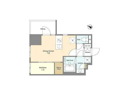 ドゥーエ横濱鶴見(1DK/6階)の間取り写真