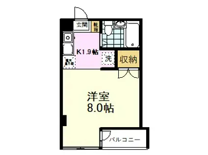 北町マンションK-0(ワンルーム/2階)の間取り写真