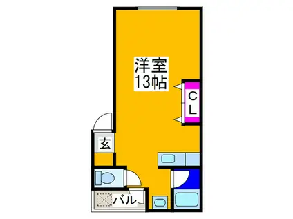 ハイツ中村(ワンルーム/2階)の間取り写真