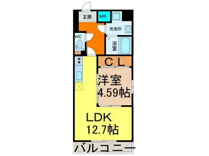 GRANDUKE東別院(1LDK/5階)の間取り写真
