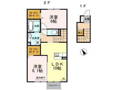 グランメール(2LDK/2階)の間取り写真