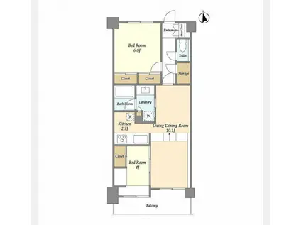 エムクロス(2LDK/3階)の間取り写真