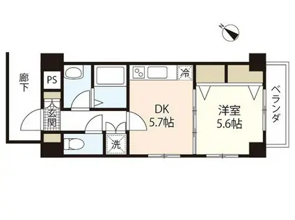 パラッツオハシモトPALAZZOHASHIMOTO 3RD(1DK/7階)の間取り写真