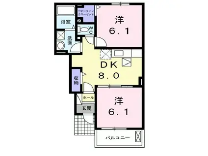 シンシア・I(2DK/1階)の間取り写真