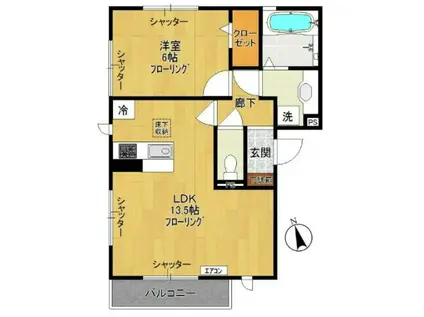 ＪＲ南武線 稲田堤駅 徒歩2分 3階建 築14年(1LDK/1階)の間取り写真