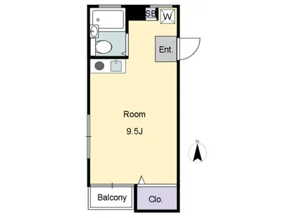 カーサあけび(ワンルーム/3階)の間取り写真