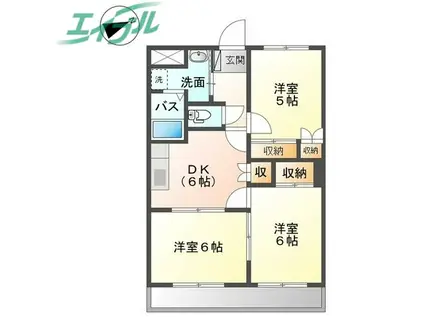 エスポワールG(3DK/2階)の間取り写真