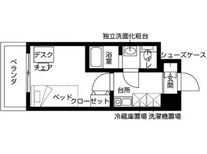 フレンシアエール町田(ワンルーム/11階)の間取り写真