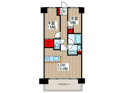 エスティメゾン豊洲レジデンス(2LDK/1階)の間取り写真